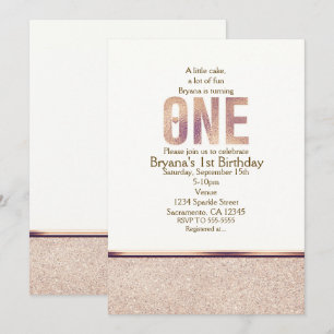 ONE 1st Birthday Faux Rose Gold Party Invitation