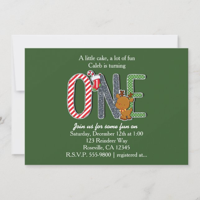 ONE 1st Birthday Party Christmas Invitation (Front)