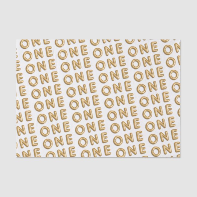 ONE 1ST Birthday Party Gold Balloon Celebration Tissue Paper (Front)