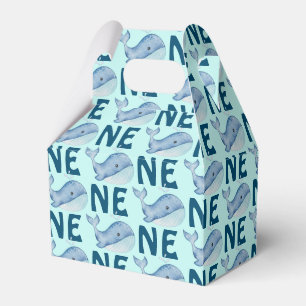 One 1st Birthday Watercolor Whale Pattern Favor Boxes