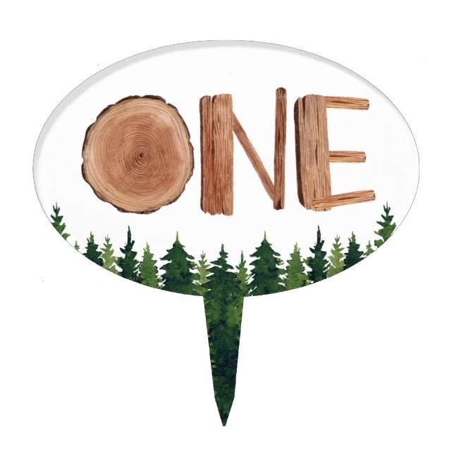One 1st Birthday Woodland  Cake Topper (Front)