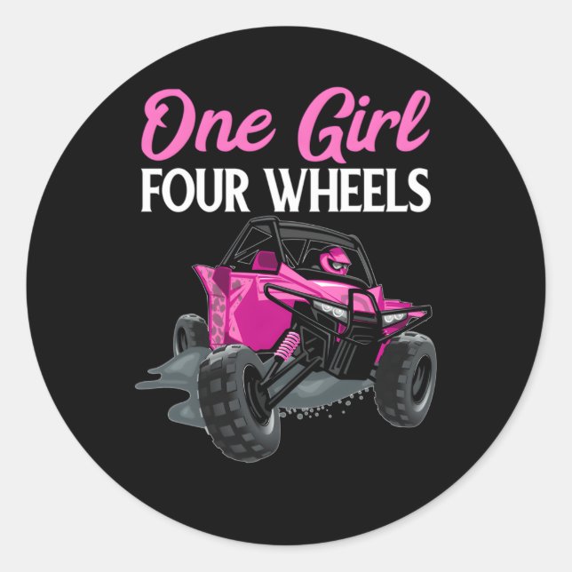 One 4 Wheels Atv Utv Side By Side Classic Round Sticker (Front)