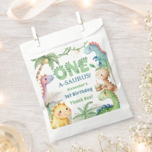 One A-Saurus Boy Dinosaur 1st Birthday  Favor Bag