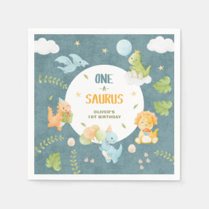 One-A-Saurus Dinosaur 1st Birthday Party Napkins