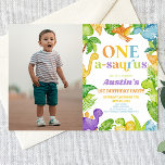 One A-Saurus Dinosaur 1st First Birthday Party Invitation<br><div class="desc">This is a One A-Saurus Dinosaur Custom Picture Photo 1st First Birthday Party Invitation!</div>