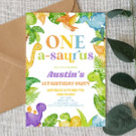 One A-Saurus Dinosaur 1st First Birthday Party Invitation<br><div class="desc">This is a One A-Saurus Dinosaur 1st First Birthday Party Invitation!</div>