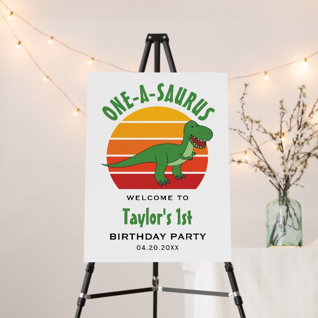 One-A-Saurus Dinosaur 1st First Birthday Welcome Foam Board (In Situ (Stand))