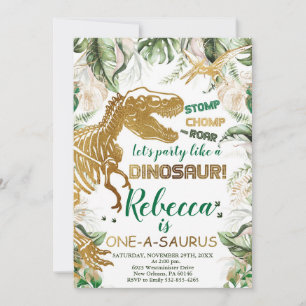 One-a-saurus Dinosaur Birthday, Dino T-Rex Invitation