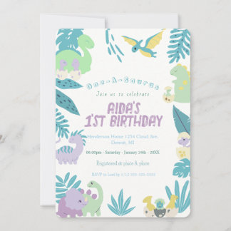 One-A-Saurus Dinosaur Birthday Invitation