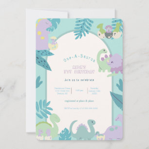 One-A-Saurus Dinosaur Birthday Invitation