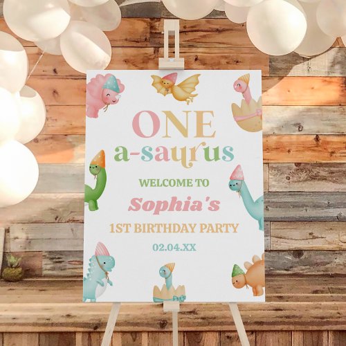 One A_Saurus Dinosaur Birthday Party Welcome Sign