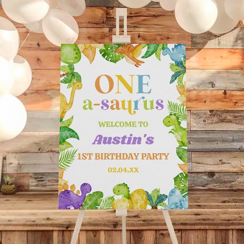 One A_Saurus Dinosaur Birthday Party Welcome Sign
