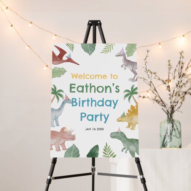 One A Saurus Dinosaur Birthday Welcome Sign 18x24 (In Situ (Stand))