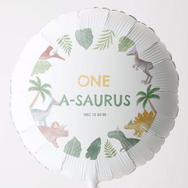 One A Saurus Dinosaur Boy Birthday Balloons (Front)