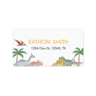 One A Saurus Dinosaur Boy Birthday Return Address  Label