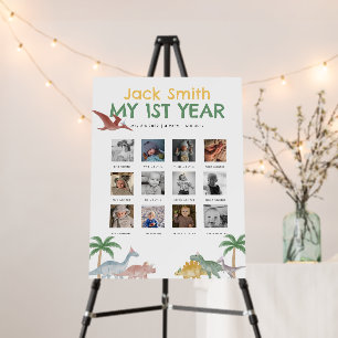 One A Saurus Dinosaur Photo 12 Months Milestone  Foam Board