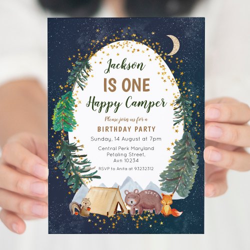 One adventure camper first birthday invitation