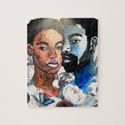 One African American Couple Black Love Jigsaw Puzzle