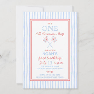 One All American Boy 1st Birthday Invitation