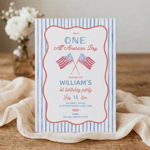 One All American Boy 1st Birthday Invitation