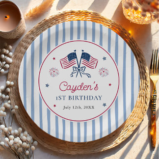 One All American Boy 4th of July 1st Birthday Paper Plates