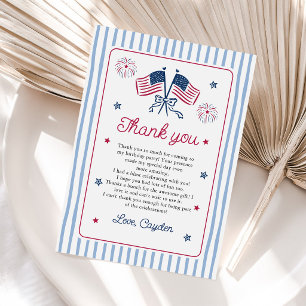 One All American Boy 4th of July 1st Birthday Thank You Card