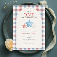 One All American Boy Gingham 1st Birthday