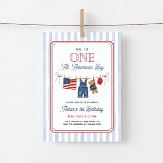 One All American Boy Patriotic 1st Birthday Invitation