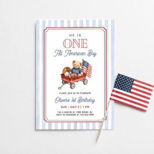 One All American Boy Patriotic 1st Birthday Invitation