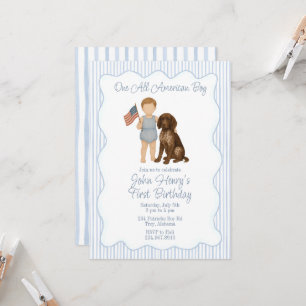 One All American Boy, Red White Two, Patriotic Invitation