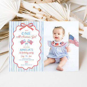 One All American Girl 1st Birthday Invitation