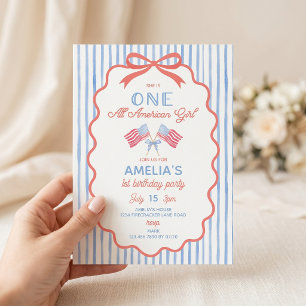 One All American Girl 1st Birthday Invitation