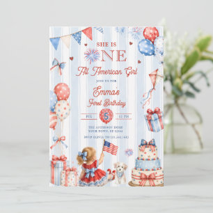 One All American Girl 1st Birthday Invitation
