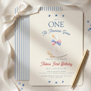 One All American Goose Boy 1st Birthday Invitation