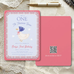 One All American Goose Girl 1st Birthday Invitation