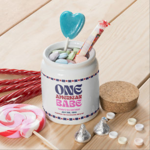 One American Babe 4th of July 1st Birthday  Candy Jar