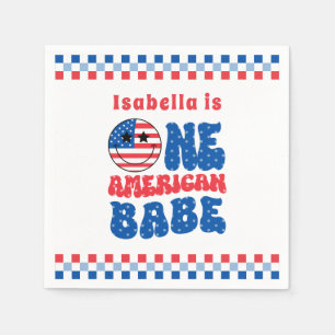 One American Babe 4th Of July 1st Birthday Napkins
