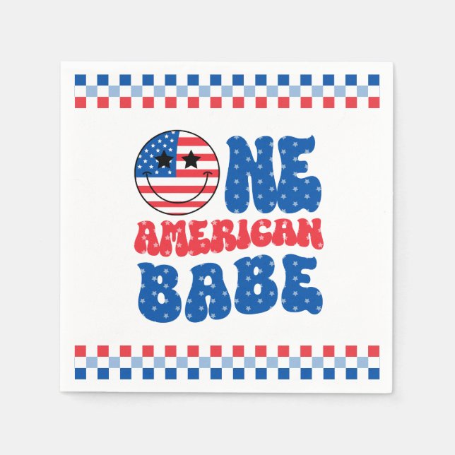 One American Babe 4th Of July 1st Birthday Napkins (Front)