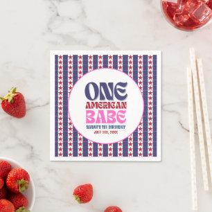 One American Babe 4th of July 1st Birthday Napkins