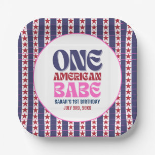 One American Babe 4th of July 1st Birthday  Paper Plates
