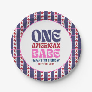 One American Babe 4th of July 1st Birthday  Paper Plates