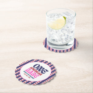 One American Babe 4th of July Birthday  Paper Coaster