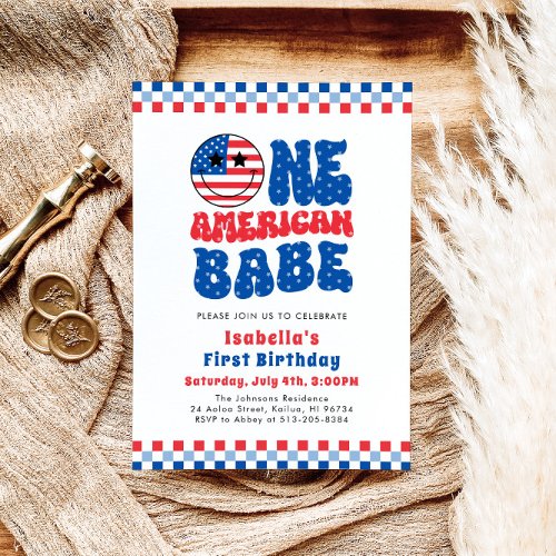 One American Babe 4th Of July First Birthday Party Invitation