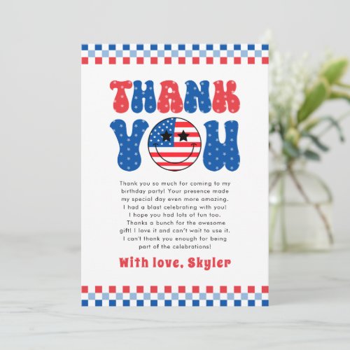 One American Babe 4th Of July First Birthday Thank You Card