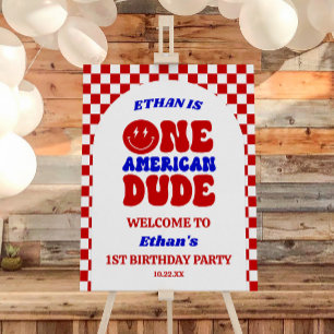 One American Dude 1st Birthday Party Welcome Sign