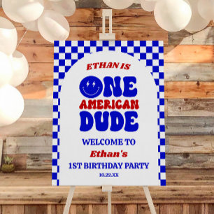 One American Dude 1st Birthday Party Welcome Sign
