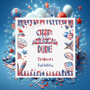 One American Dude 4 July Red White Blue Birthday Napkins