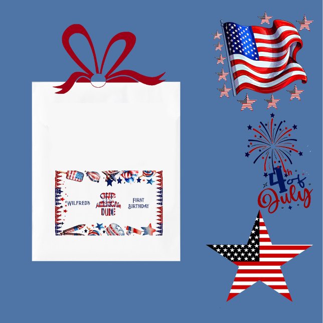  One American Dude 4 July Red White Blue Birthday Rectangular Sticker (One American Dude 4 July Red White Blue Birthday Rectangular Sticker)