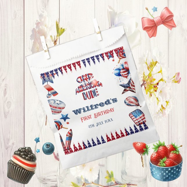One American Dude 4th July Red White Blue Birthday Favor Bag (One American Dude 4th July Red White Blue Birthday Favor Bag)