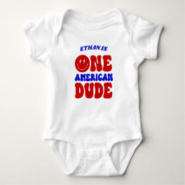 One American Dude 4th of July 1st Birthday Party Baby Bodysuit